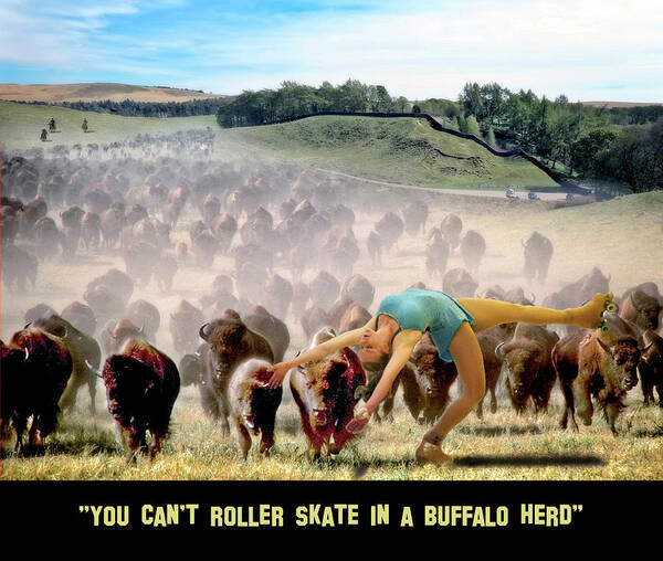 2d Art Print featuring the digital art You Can't Roller Skate In A Buffalo Herd by Brian Wallace
