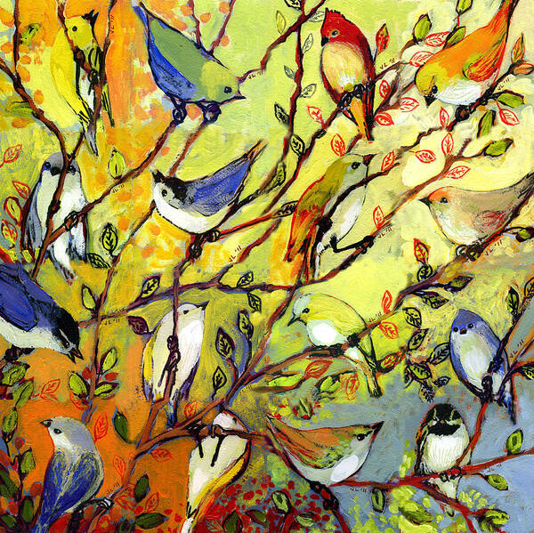 Bird Art Print featuring the painting 16 Birds by Jennifer Lommers
