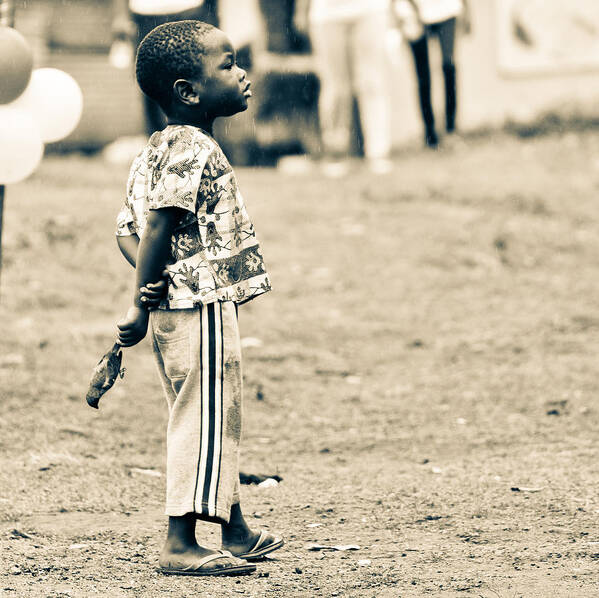 Accra Art Print featuring the photograph Boy With a Bird #1 by Ronda Broatch