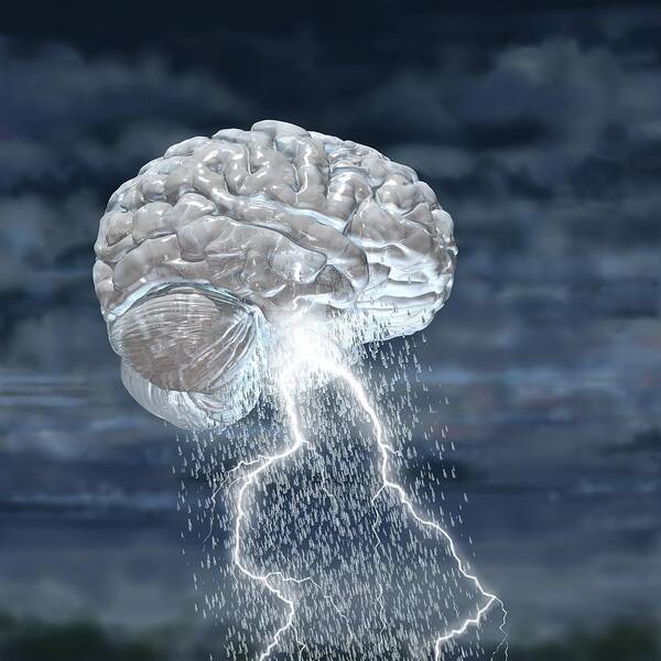 Brain Art Print featuring the photograph Brainstorm #1 by Russell Kightley