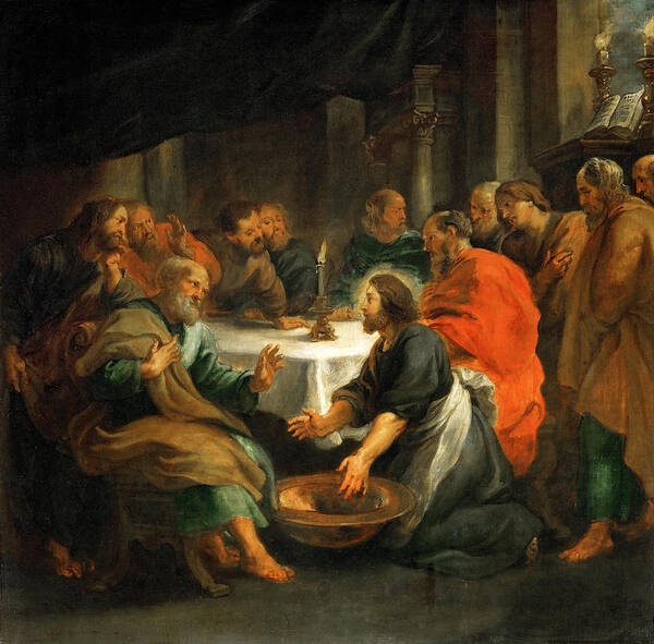 Peter Paul Rubens Art Print featuring the painting Christ Washing the Apostles' Feet #1 by Peter Paul Rubens