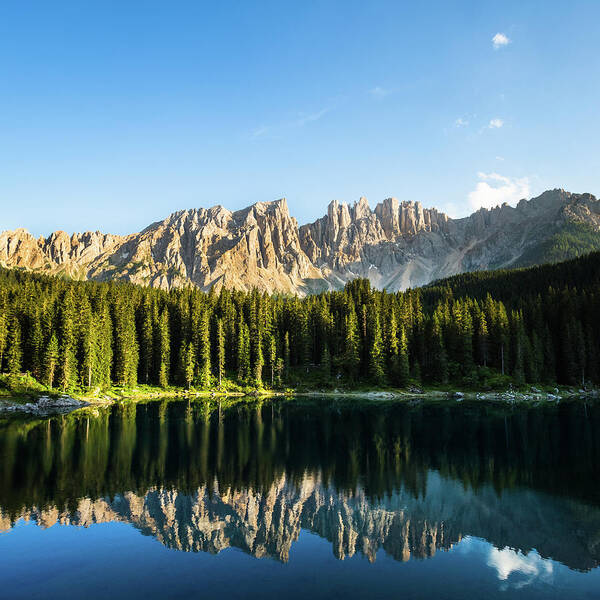 Scenics Art Print featuring the photograph Dolomites Alpine Lake #1 by Deimagine