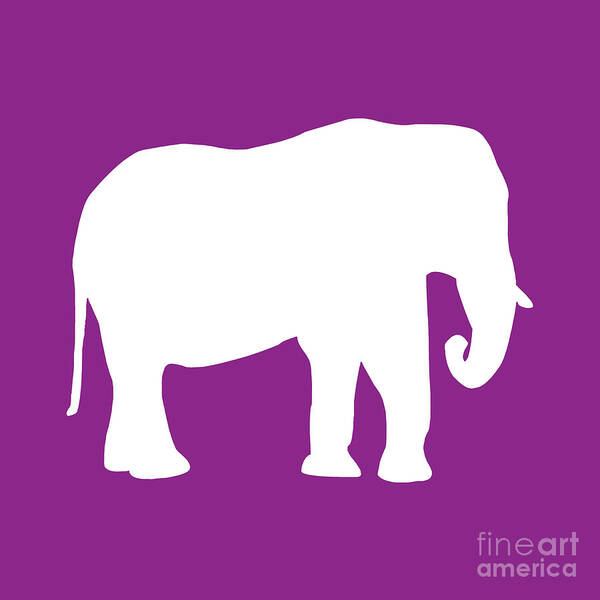 Graphic Art Art Print featuring the digital art Elephant in Purple and White #1 by Jackie Farnsworth