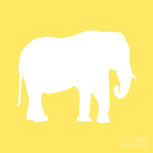 Graphic Art Art Print featuring the digital art Elephant in Yellow and White by Jackie Farnsworth