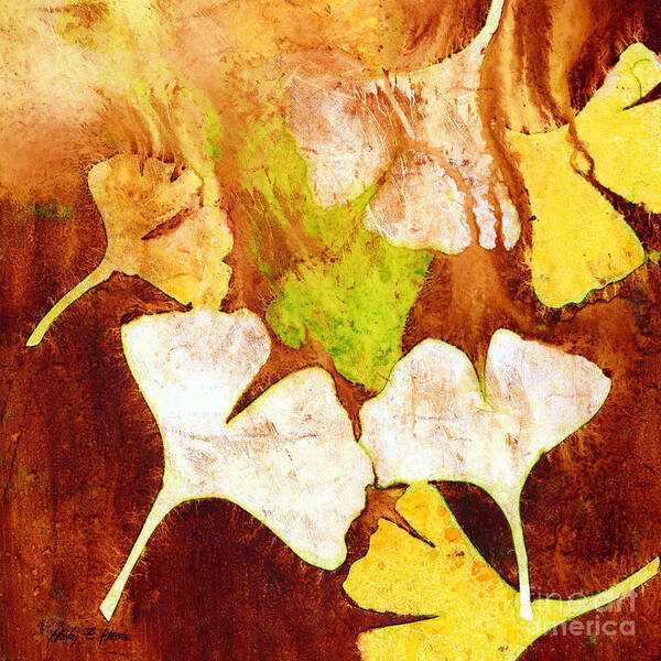 Ginko Art Print featuring the painting Falling Leaves #2 by Hailey E Herrera