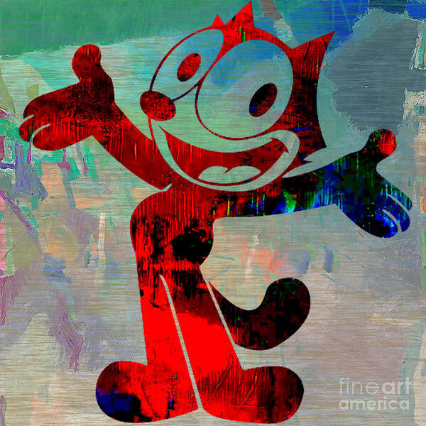 Felix Paintings Art Print featuring the mixed media Felix The Cat #1 by Marvin Blaine