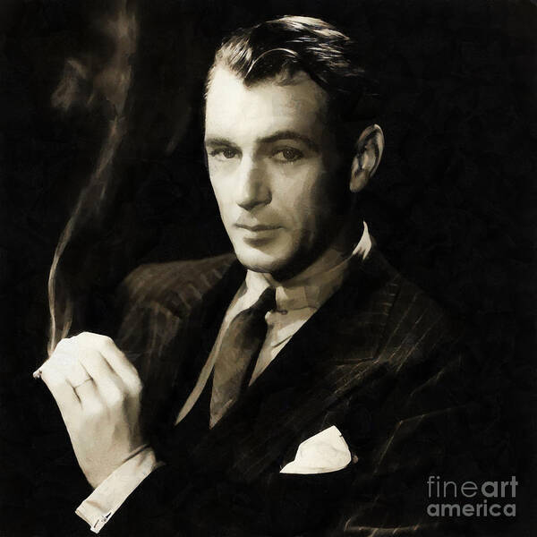 Work Art Print featuring the painting Gary Cooper #1 by Vincent Monozlay