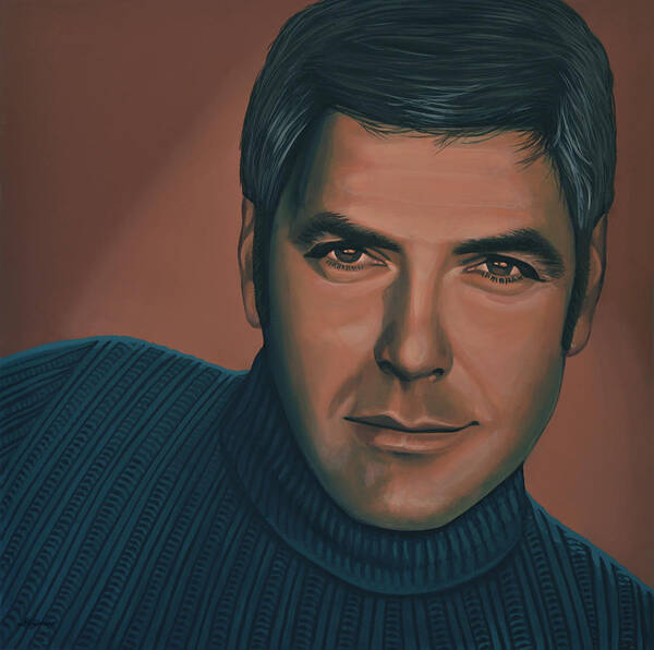 George Clooney Art Print featuring the painting George Clooney Painting by Paul Meijering