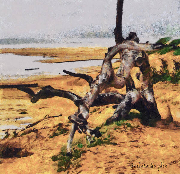 Gnarly Tree Art Print featuring the digital art Gnarly Tree #1 by Barbara Snyder