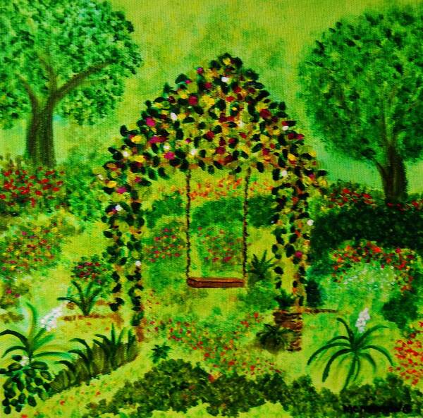 Floral Garden Art Prints Art Print featuring the painting Hidden Garden #1 by Celeste Manning