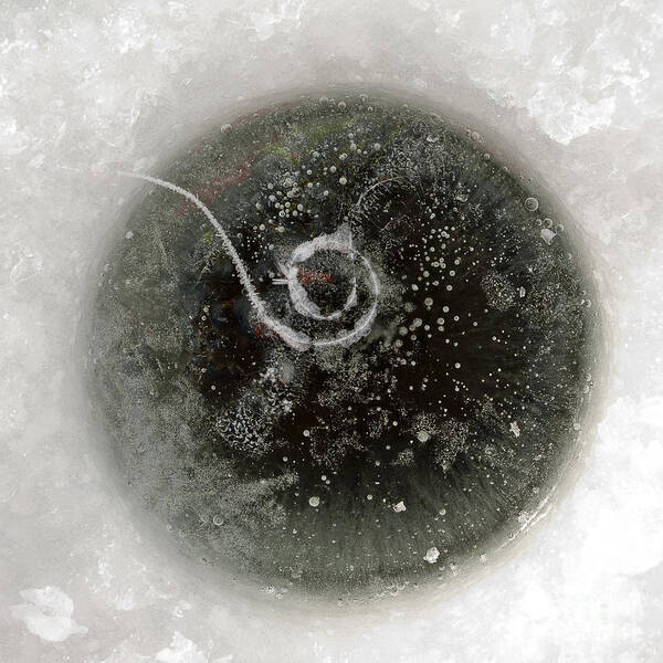Ice Art Print featuring the photograph Ice fishing hole by Steven Ralser