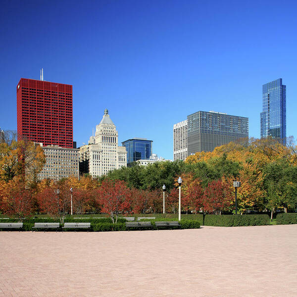 Downtown District Art Print featuring the photograph Millennium Park, Michigan Avenue #1 by Hisham Ibrahim