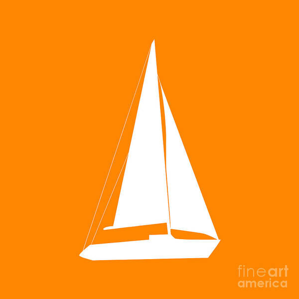 Graphic Art Art Print featuring the digital art Sailboat in Orange and White by Jackie Farnsworth