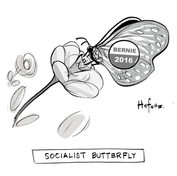 Socialist Butterfly Art Print featuring the drawing Socialist Butterfly by Kaamran Hafeez