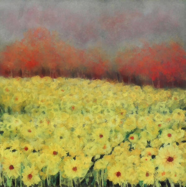 Katie Art Print featuring the painting Sunflower Days #1 by Katie Black