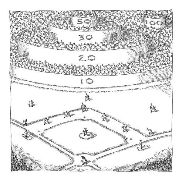 Skeeball Baseball Art Print featuring the drawing Captionless; Skeeball Baseball by John O'Brien