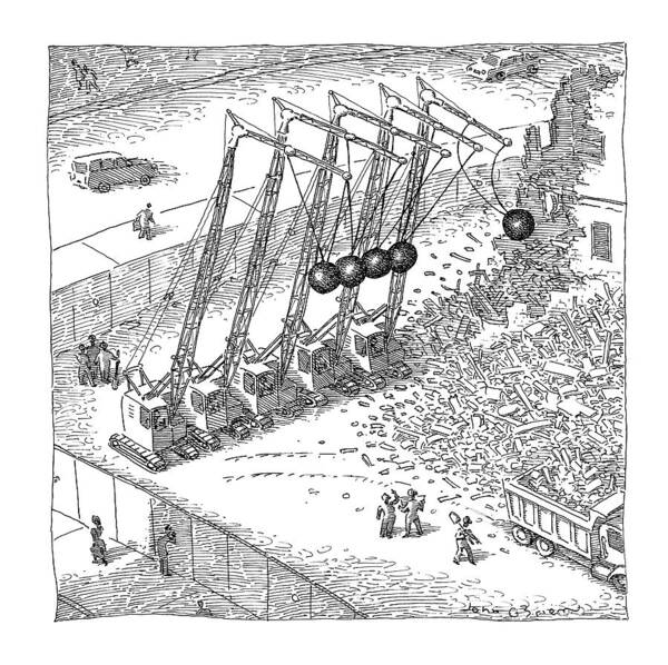 Newton's Cradle Art Print featuring the drawing New Yorker June 2nd, 2008 by John O'Brien