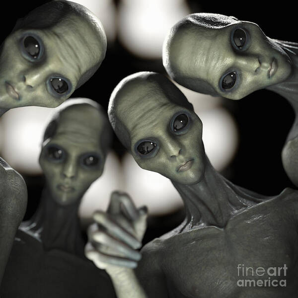 Group Of Aliens Art Print featuring the photograph Alien Abduction #2 by Science Picture Co