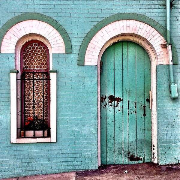 Windows_aroundtheworld Art Print featuring the photograph Green Door #2 by Julie Gebhardt