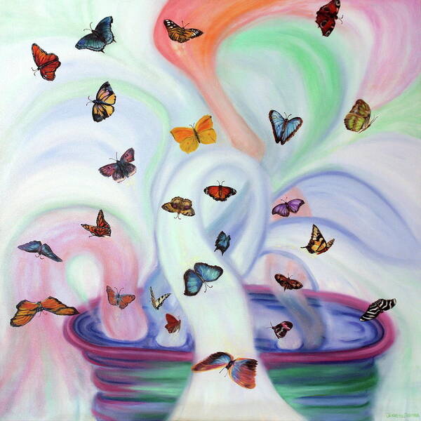 Prophetic Art Art Print featuring the painting Releasing Butterflies by Jeanette Sthamann