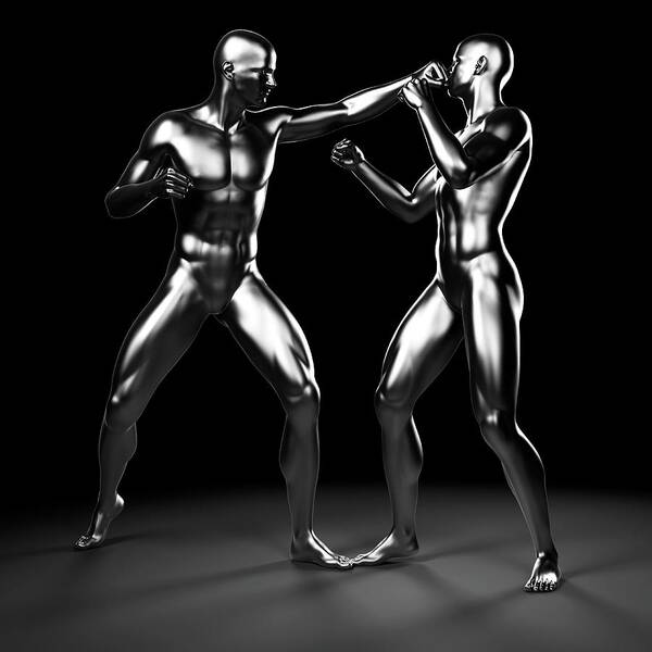 Artwork Art Print featuring the photograph Two Boxers Fighting #2 by Sebastian Kaulitzki