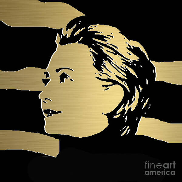 Hillary Clinton Paintings Mixed Media Art Print featuring the mixed media Hillary Clinton Gold Series #6 by Marvin Blaine