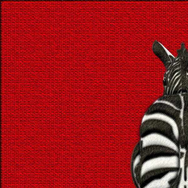 'beasts Creatures And Critters' Collection By Serge Averbukh Art Print featuring the digital art 4-Piece Set - Zebra Rear View on Red 1-of-4 by Serge Averbukh