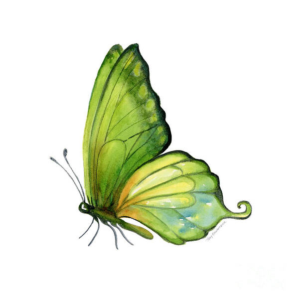 Sap Art Print featuring the painting 5 Sap Green Butterfly by Amy Kirkpatrick