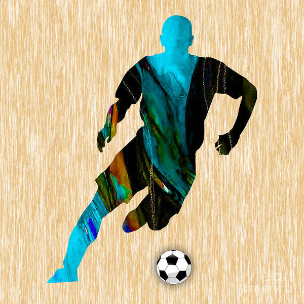 Soccer Art Print featuring the mixed media Soccer Player #5 by Marvin Blaine