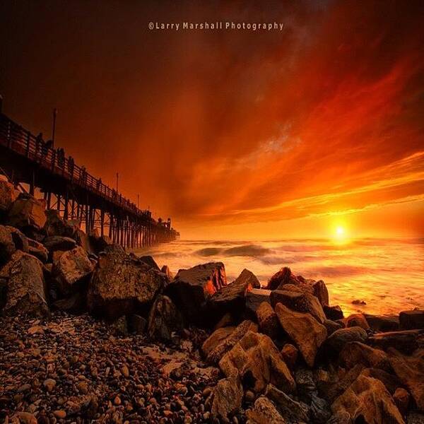  Art Print featuring the photograph Long Exposure Sunset At A North San by Larry Marshall