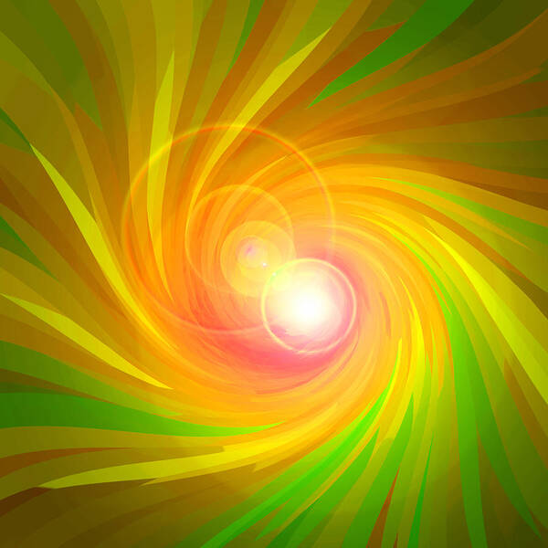 Artdeco Art Print featuring the digital art Orange Energy-Spiral by Ramon Labusch