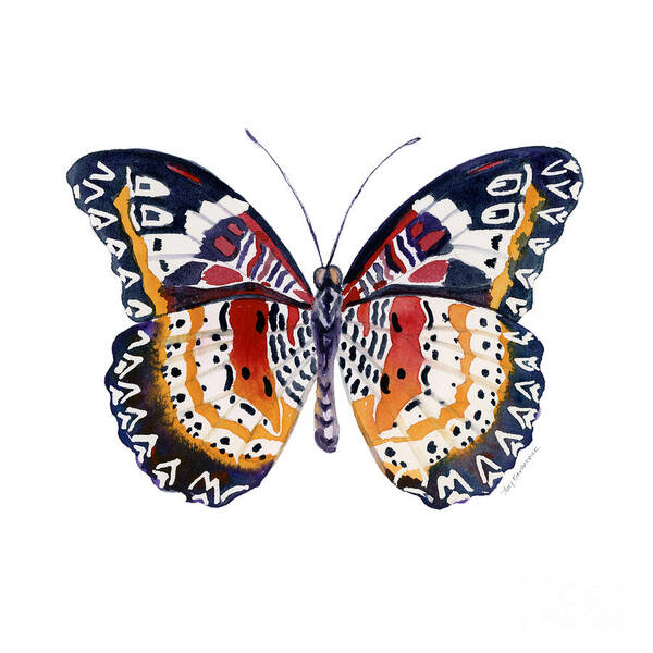 Lacewing Butterfly Art Print featuring the painting 94 Lacewing Butterfly by Amy Kirkpatrick