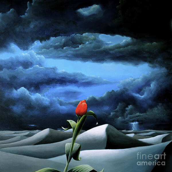 Desert Art Print featuring the painting A Dream Of Rain Among A Sea Of Silence by Ric Nagualero