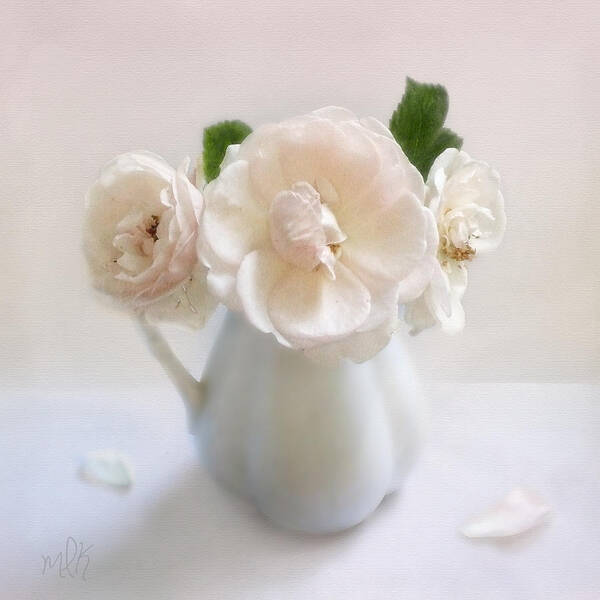 Rose Art Print featuring the photograph A Trio of Pale Pink Vintage Roses by Louise Kumpf