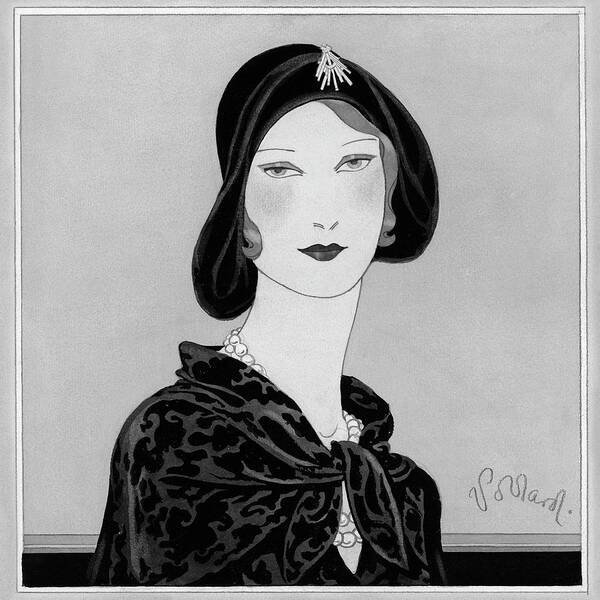 Fashion Art Print featuring the digital art A Woman Wearing A Rose Descat Hat by Douglas Pollard