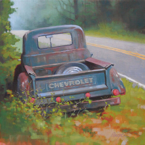 Truck Art Print featuring the painting Abandoned Chevy by Todd Baxter