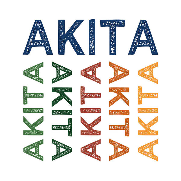 Akita Art Print featuring the digital art Akita Cute Colorful by Flo Karp