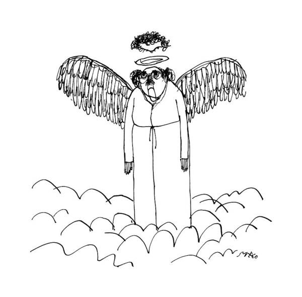 Captionless Art Print featuring the drawing An Angel's Halo Cuts Off The Top Of His Head by Edward Steed