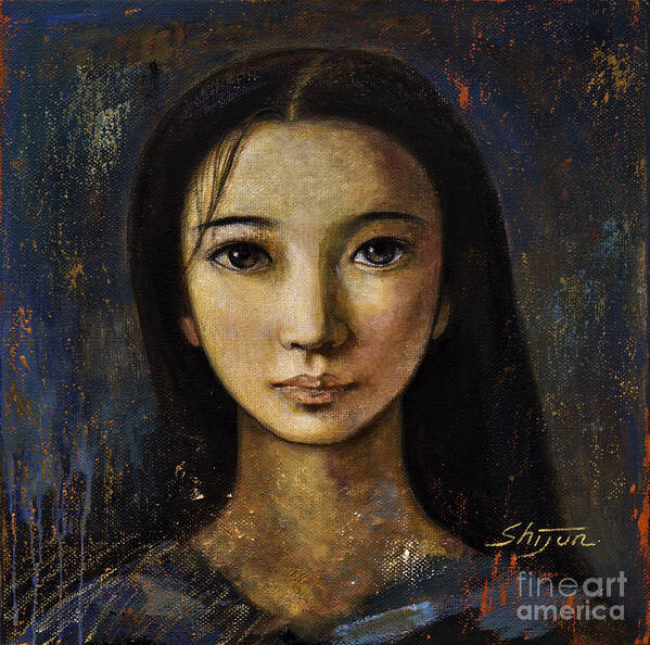 Portraits Oil Painting Art Print featuring the painting An Enigmatic Face by Shijun Munns