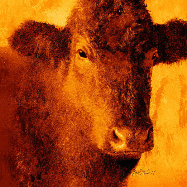 Cow Art Print featuring the digital art animals- cows- Brown Cow by Ann Powell