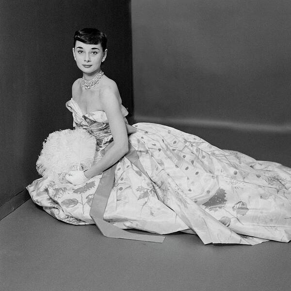 Actress Art Print featuring the photograph Audrey Hepburn Wearing An Adrian Dress by Richard Rutledge