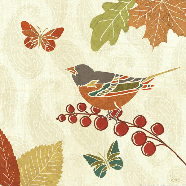Animal Art Print featuring the painting Autumn Song Ix by Veronique Charron