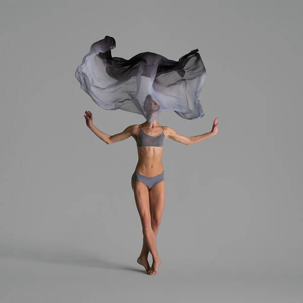 Ballet Dancer Art Print featuring the photograph Ballerina Performing With Silk Hovering by Nisian Hughes