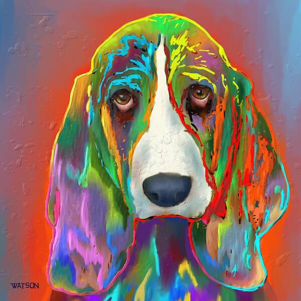 Basset Hound Art Print featuring the digital art Basset Hound by Marlene Watson