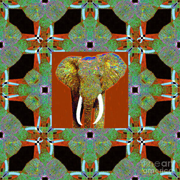 Elephant Art Print featuring the photograph Big Elephant Abstract Window 20130201p20 by Wingsdomain Art and Photography