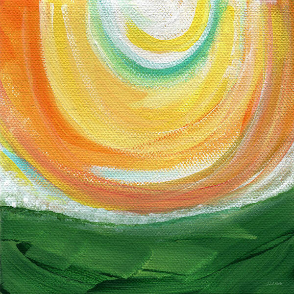 Sun Art Print featuring the painting Big Sun- abstract landscape by Linda Woods