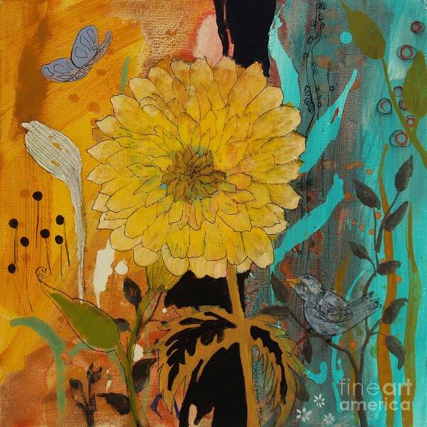 Yellow Flower Art Print featuring the painting Big Yella by Robin Pedrero