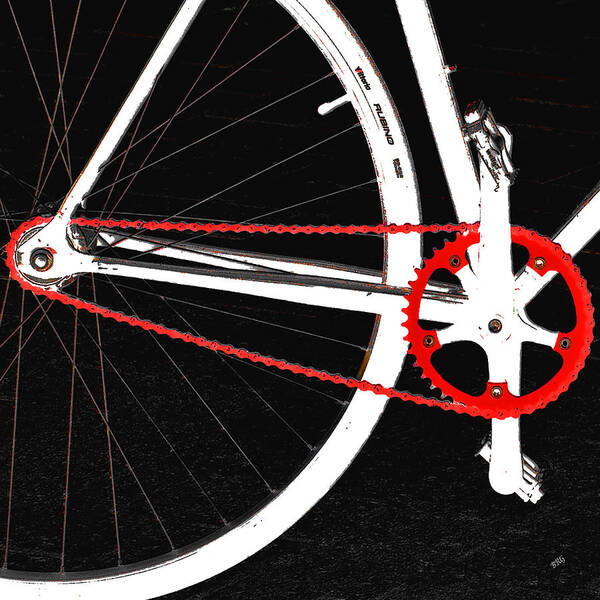 Bicycle Art Print featuring the photograph Bike In Black White And Red No 2 by Ben and Raisa Gertsberg