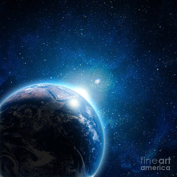 Blue Earth Art Print featuring the photograph Blue Earth In Space by Boon Mee