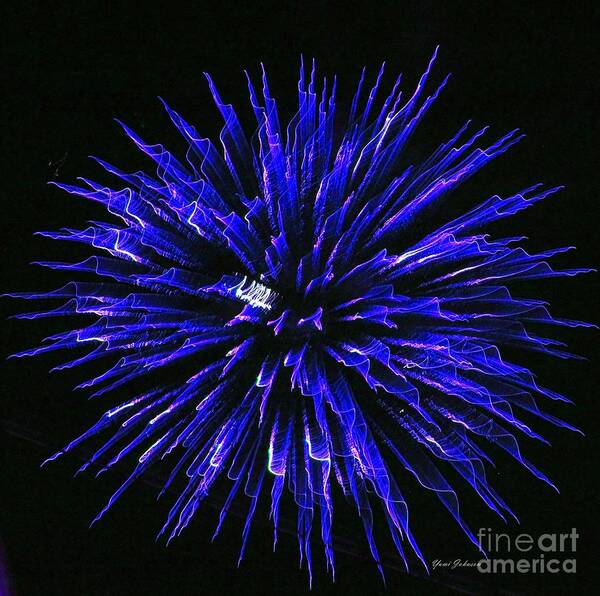 Fireworks Art Print featuring the photograph Blue Firewoks by Yumi Johnson